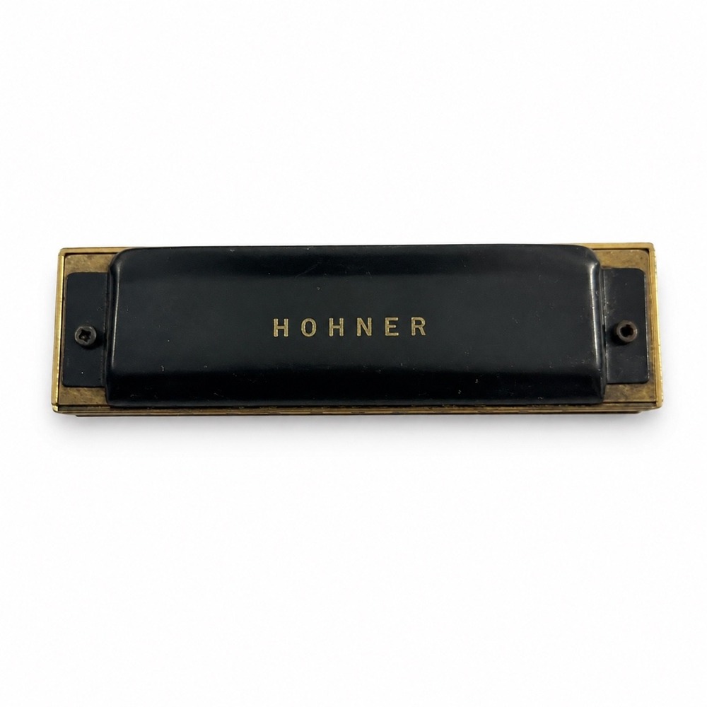 Hohner 10 Hole Diatonic Harmonica Black and Gold Tone Vintage Style